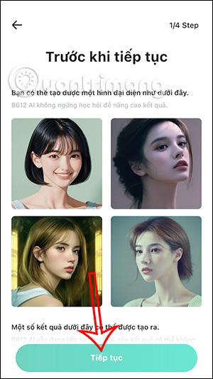 Giao diện tạo ảnh đại diện bằng AI
