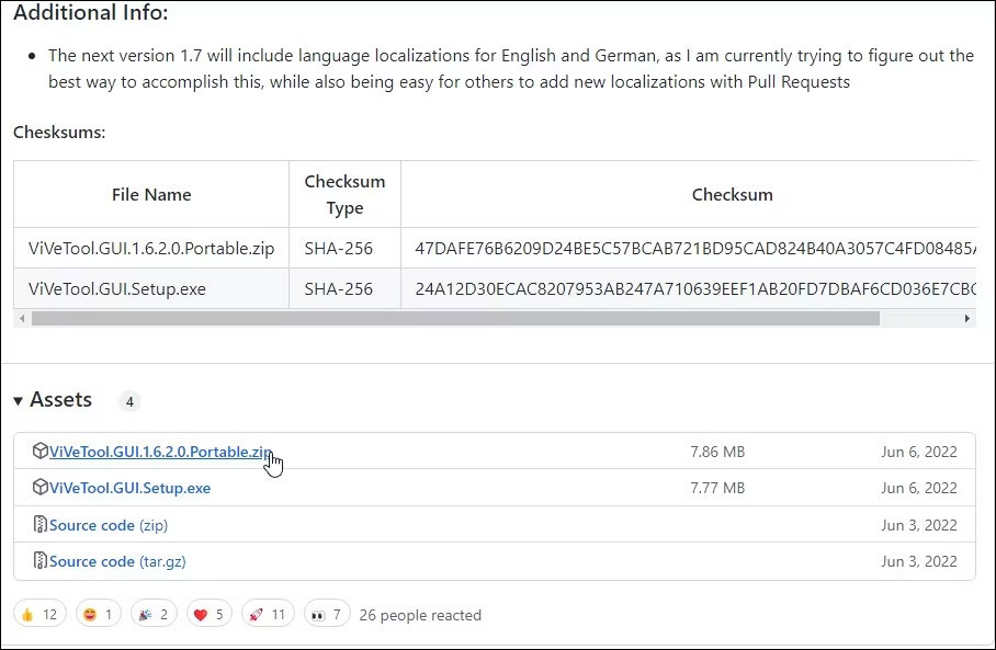 Tải vivetool gui zip