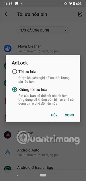 Bật AdLock chạy nền