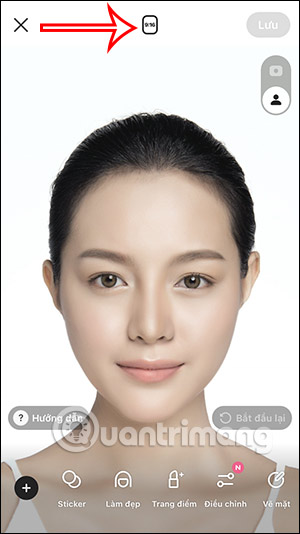 Thay đổi tỷ lệ khung hình trên B612