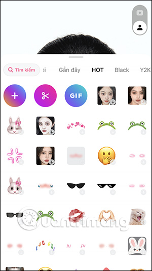 Giao diện chọn sticker