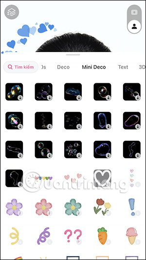 Các chủ đề sticker trên B612