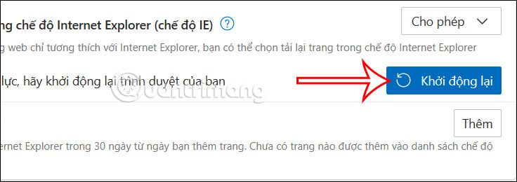 Khởi động lại trình duyệt Microsoft Edge