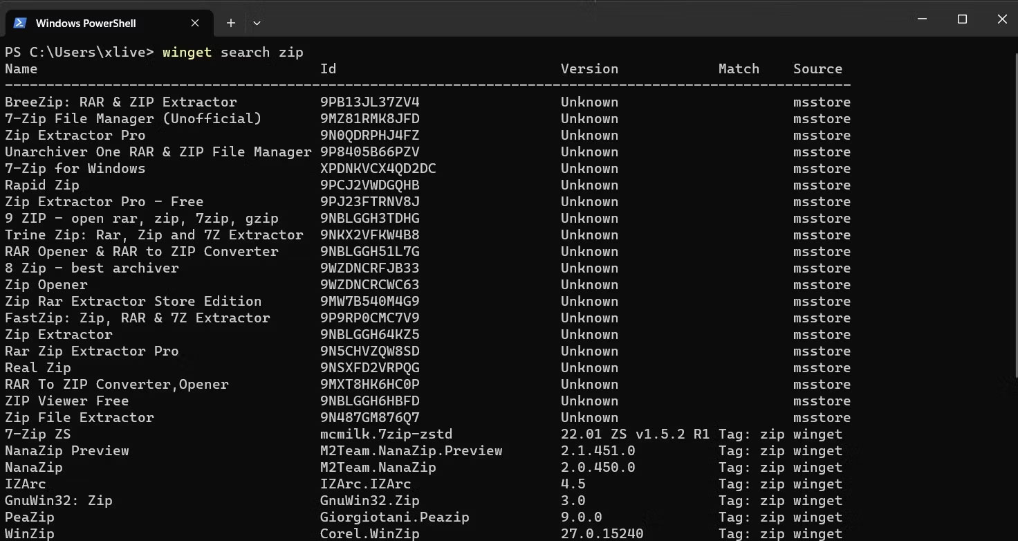 Tìm kiếm file Zip