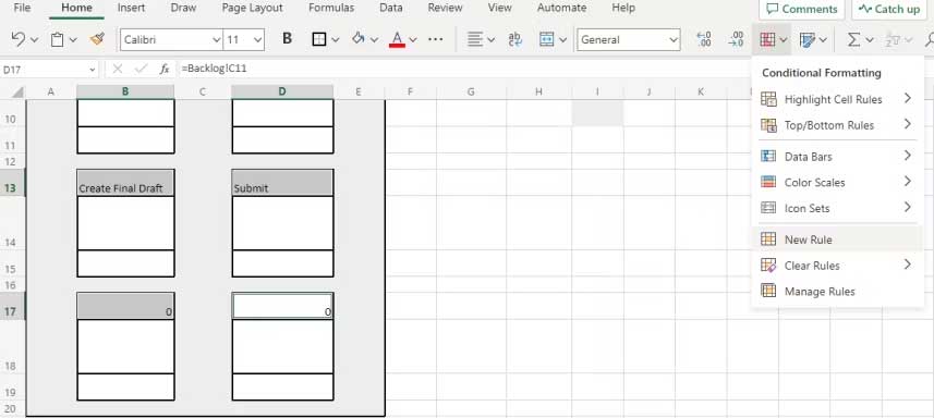 Conditional Formatting > Set New Rule.