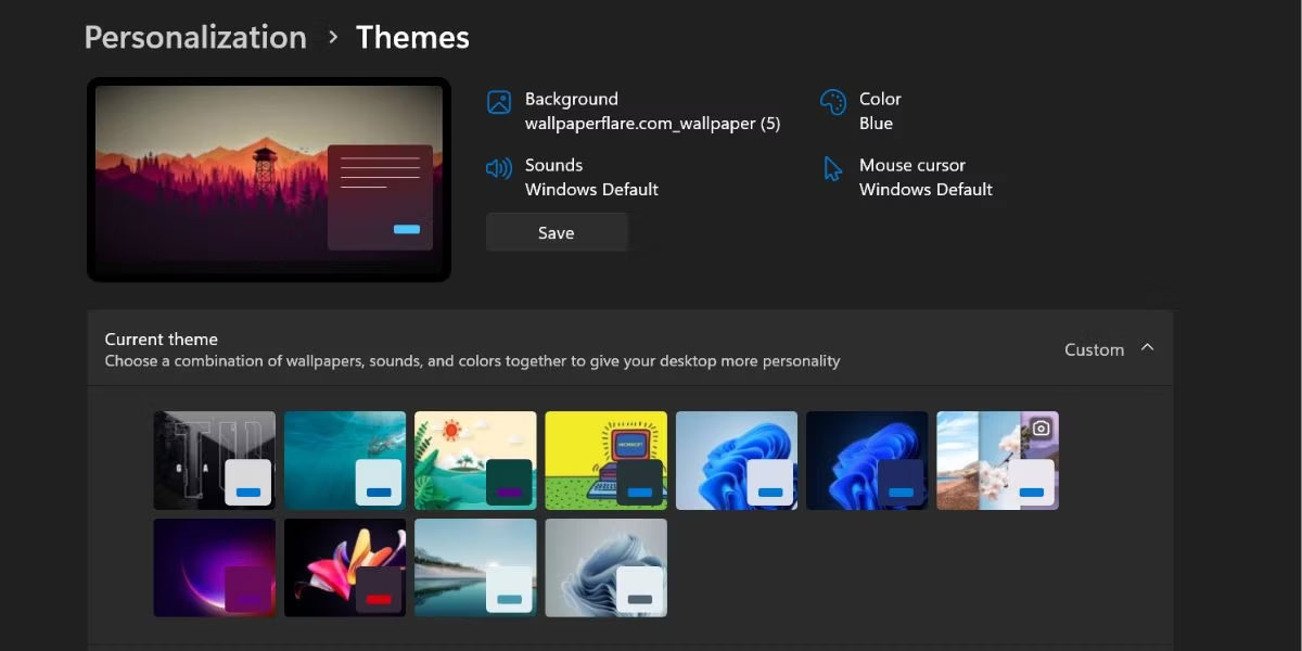 Thay đổi theme bằng ứng dụng Settings