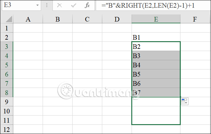 Đánh số thứ tự kèm chữ Excel