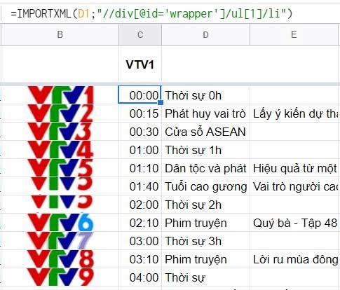 Dùng IMPORTXML với nhiều biến
