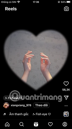 Giao diện Reels Instagram