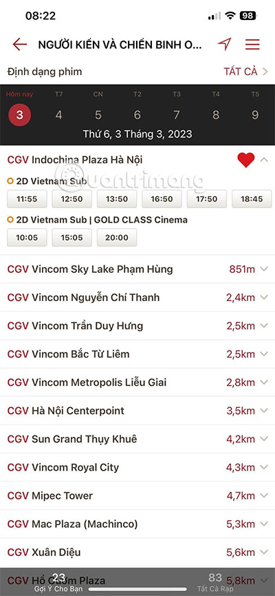 đặt vé rạp cgv