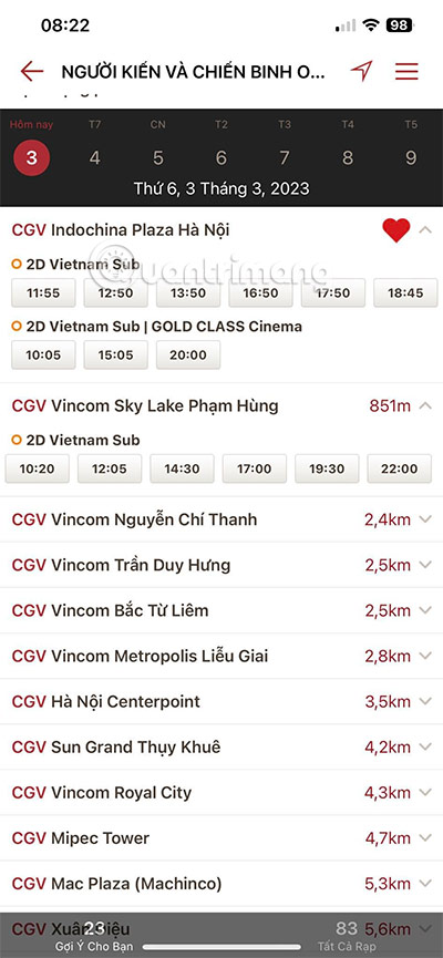 đặt vé rạp cgv