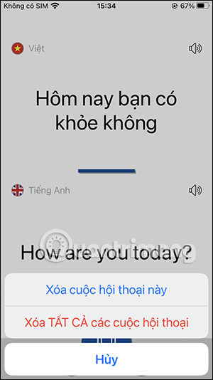 Chọn xóa hội thoại