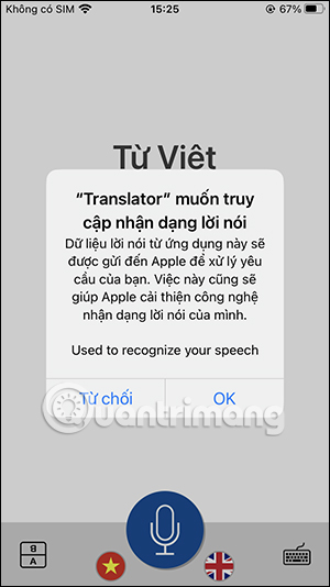 Đồng ý truy cập nhận dạng lời nói