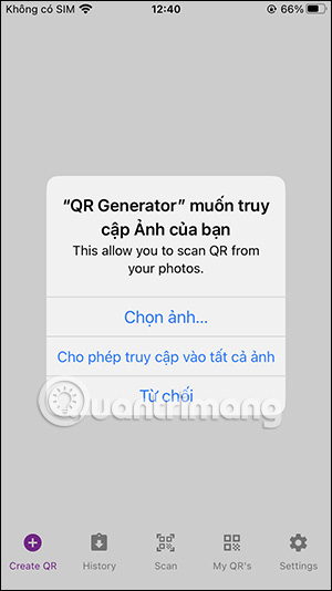 Truy cập album ảnh trên điện thoại
