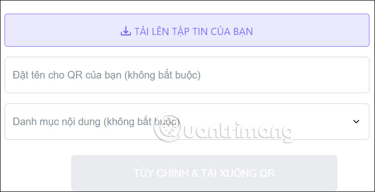 Nhập nội dung mã QR trên Me QR Generator