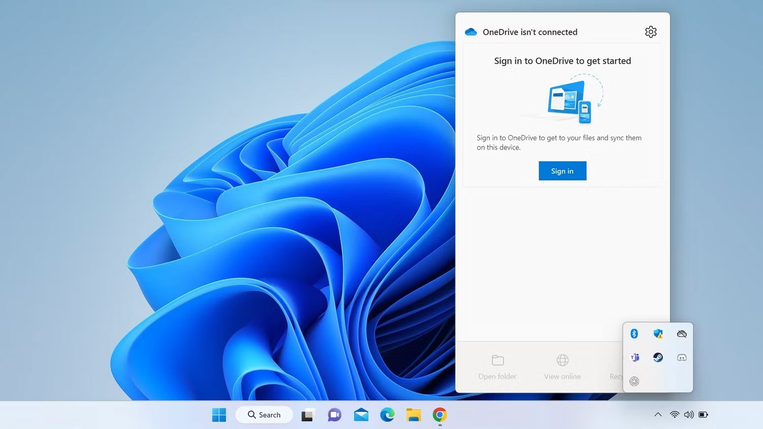 Nhấp vào nút Sign in để đăng nhập vào Microsoft OneDrive