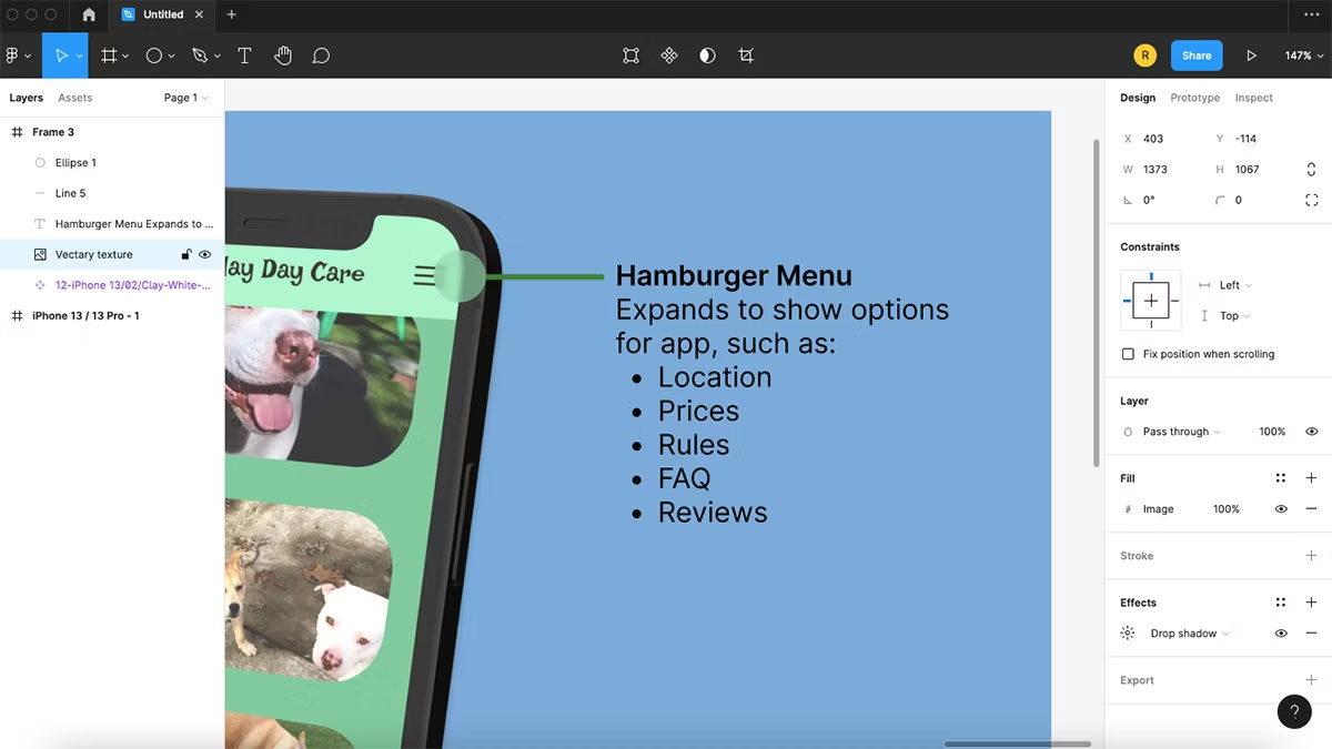 Màn hình Figma đang hiển thị thiết kế được phóng to với vòng tròn màu lục mờ 60%