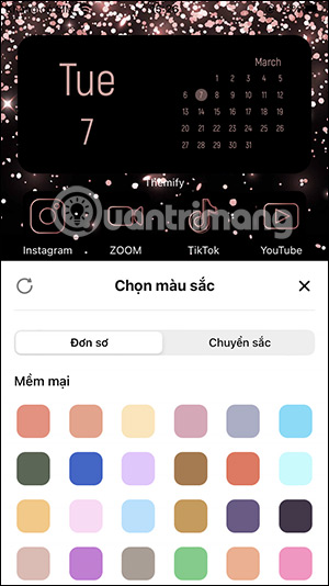 Chọn hình nền màu trên iPhone