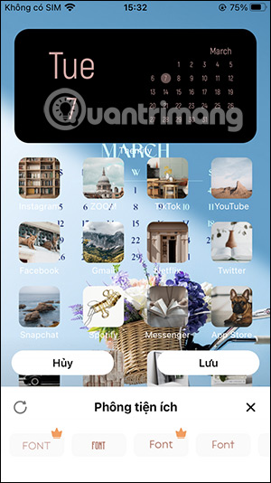 Thay đổi font widget