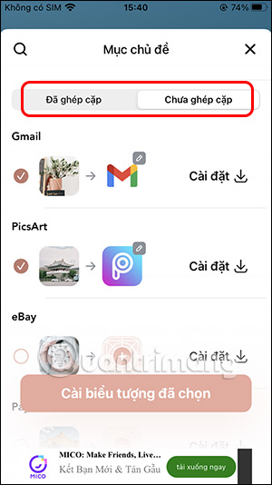 Chọn icon cho ứng dụng
