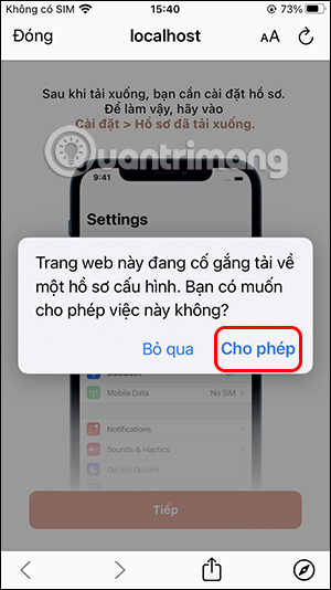 Cho phép cài đặt hồ sơ