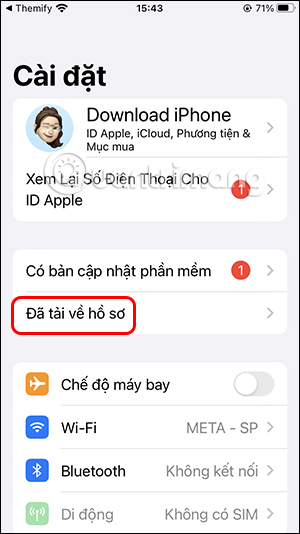 Hồ sơ tải trên iPhone