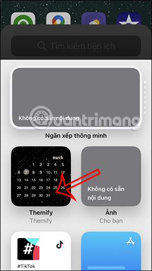 Chọn widget Themify