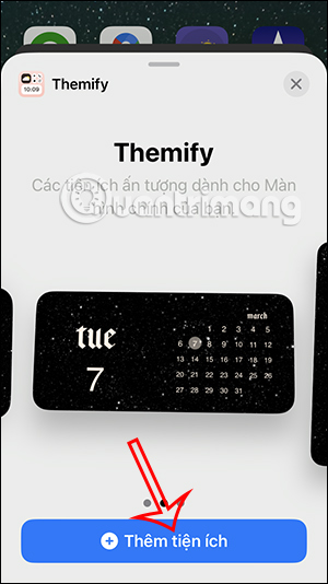 Thêm widhet Themify vào màn hình chính