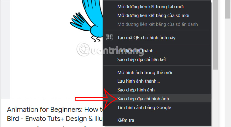 Sao chép URL hình ảnh