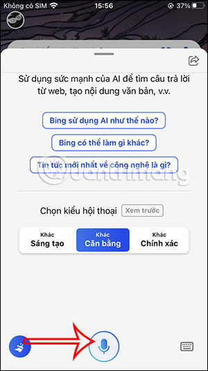 Sử dụng micro trên Bing AI