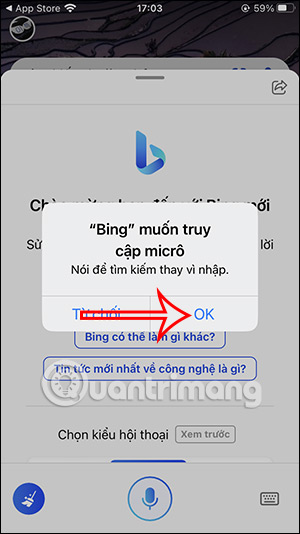 Bing truy cập Bing AI