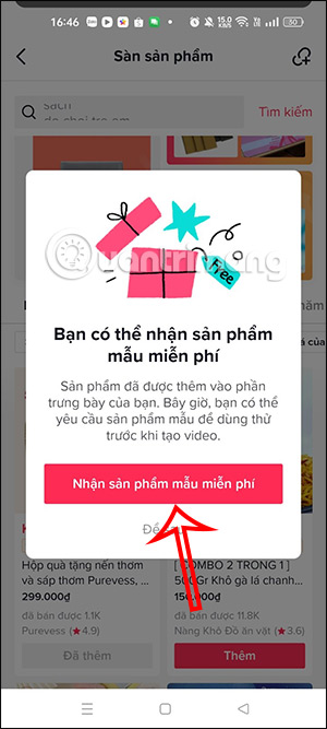 Nhận mẫu miễn phí trên TikTok Shop