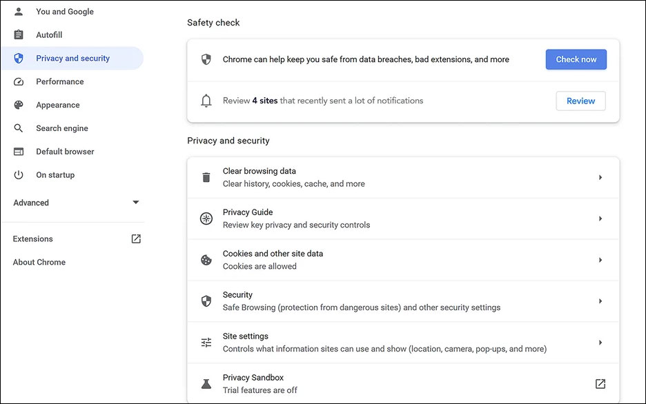 Safety Check trong Chrome