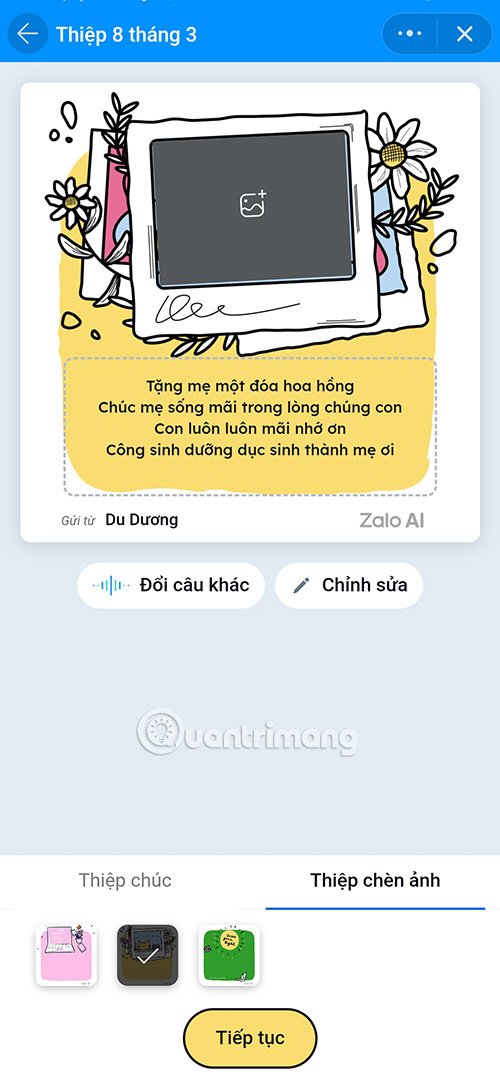 Tạo thiệp mừng ngày 8/3 với Zalo AI