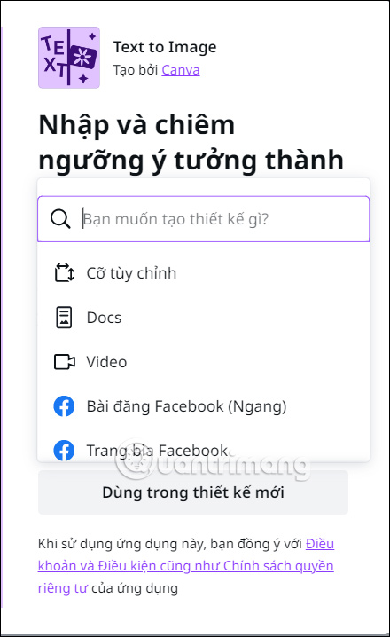 Chọn mẫu thiết kế trên Canva
