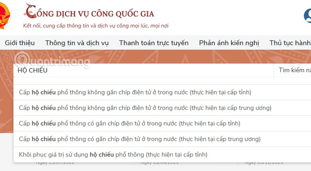 hộ chiếu gắn chip online
