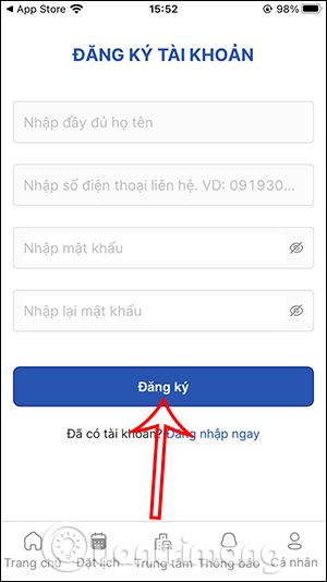 Nhập thông tin cá nhân