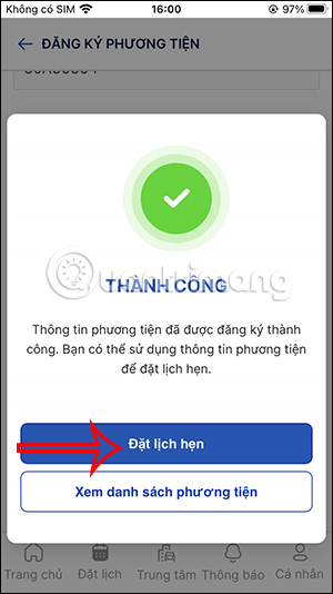 Đặt lịch hẹn đăng kiểm