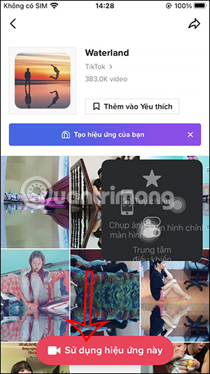 Sử dụng hiệu ứng Waterland TikTok