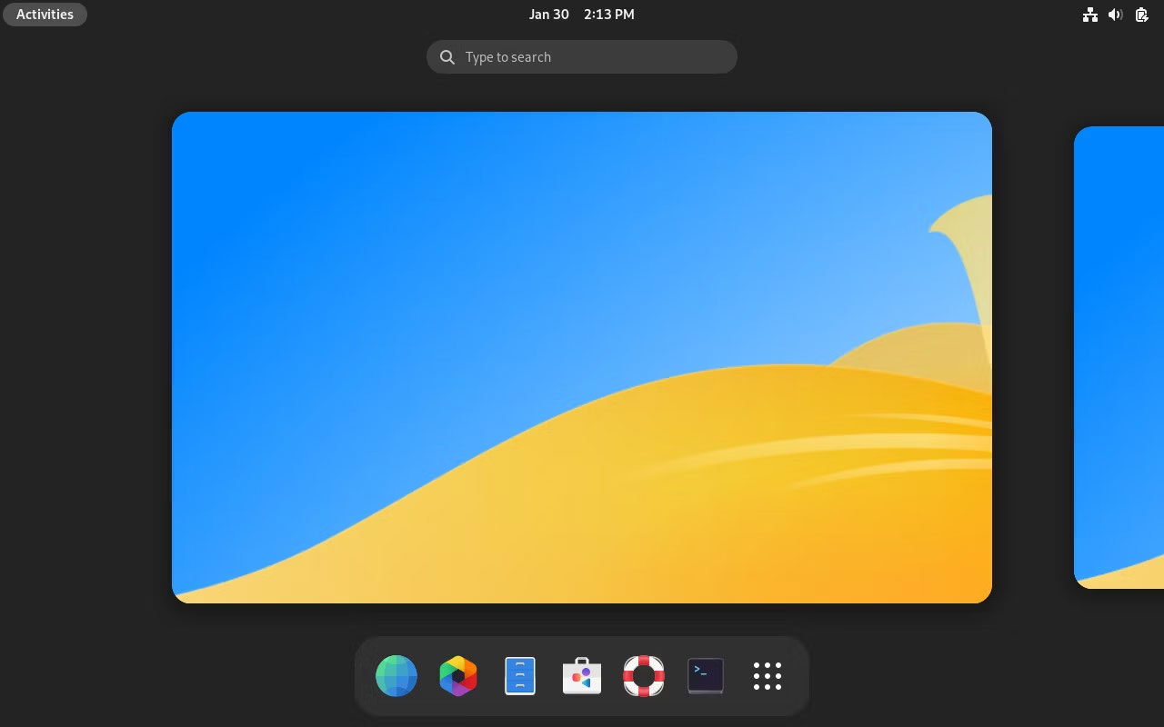 Desktop GNOME trên Vanilla OS