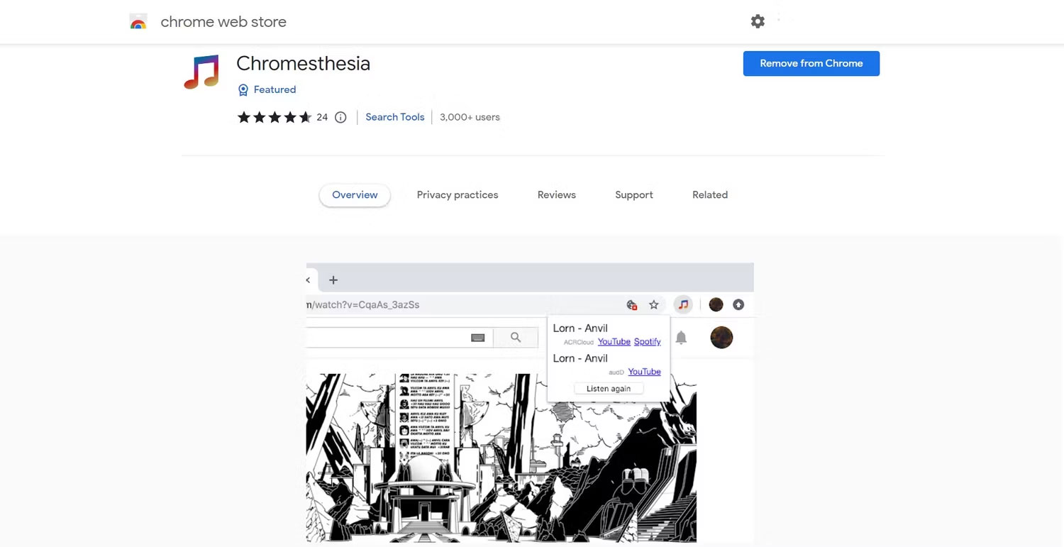 Trang Chromesthesia trên cửa hàng Chrome trực tuyến