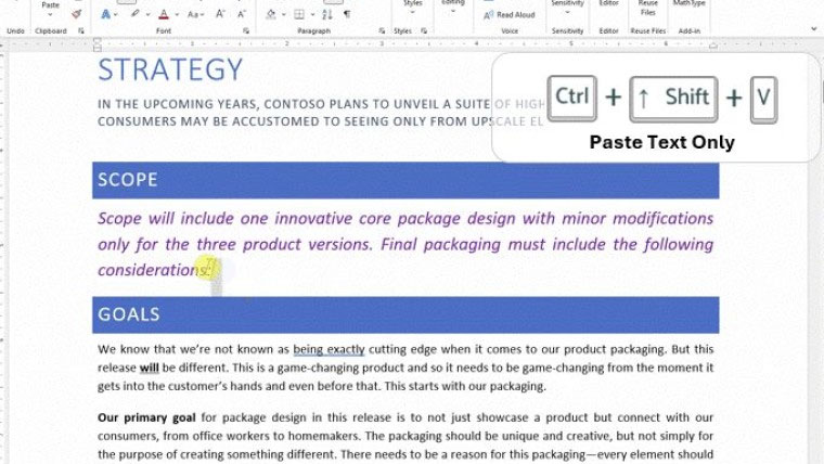 Microsoft cuối cùng cũng bổ sung phím tắt Paste Text Only trong Word