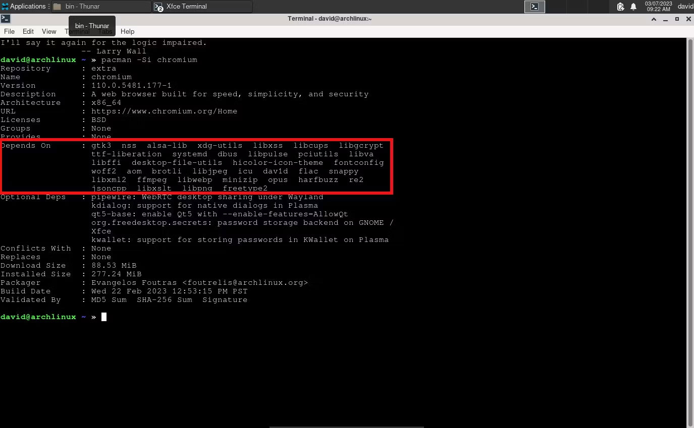 Arch pacman Chromium dependency