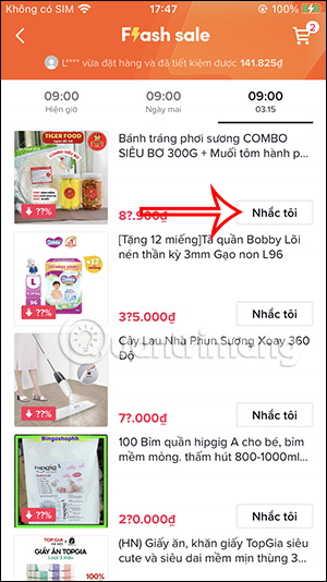 Gửi thông báo hàng giảm giá trên TikTok Shop