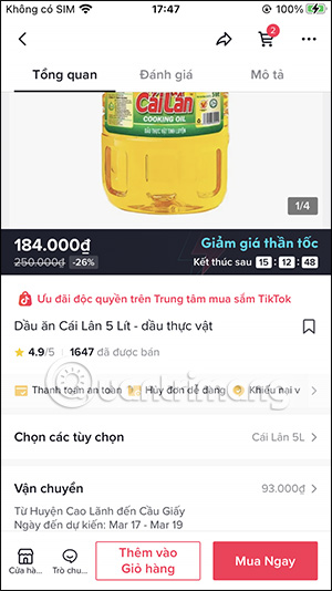 Thông tin sản phẩm TikTok Shop