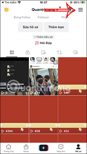 Tùy chọn tài khoản TikTok