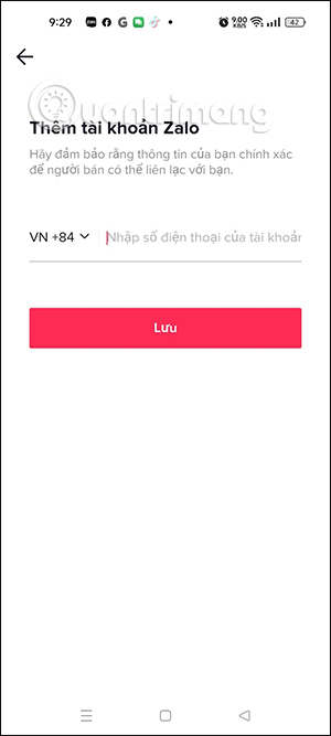 Nhập thông tin TikTok Shop