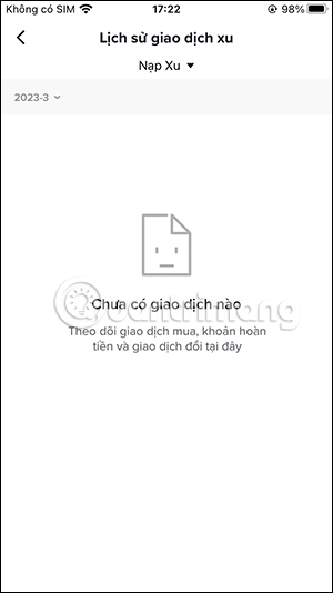 Danh sách nạp xu trên TikTok