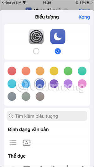 Chọn biểu tượng icon