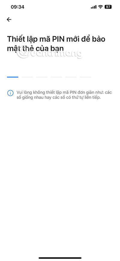 đặt mã pin cho thẻ